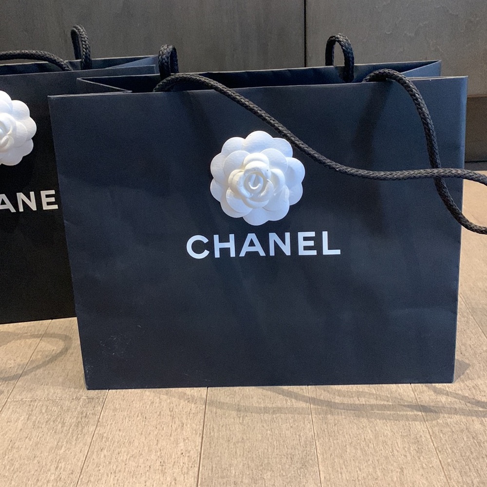 Authentic CHANEL Shopping Bags Set of 3 with Camellia | Large Boutique Gift Bags - Picture 3 of 9